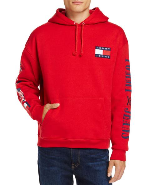 Tommy Hilfiger Denim Tommy Jeans 90's Logo Hooded Sweatshirt in Red for ...