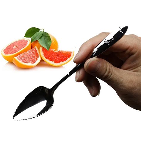 HOT SALE! 17 CM Fruit Grapefruit Spoon Long Handle Stainless Steel Spoons Mirror Polishing ...