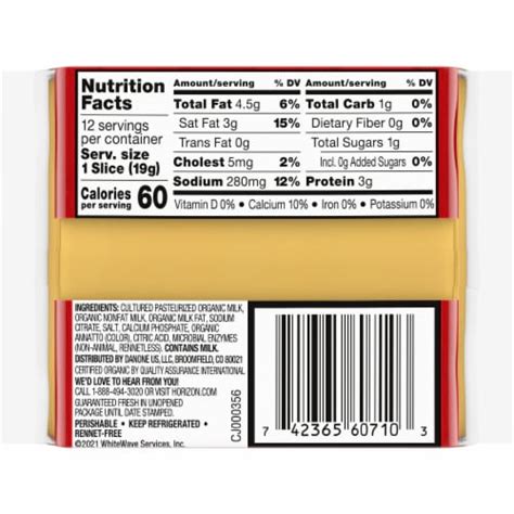 Horizon Organic American Cheese Slices, 12 ct / 8 oz - Pick ‘n Save