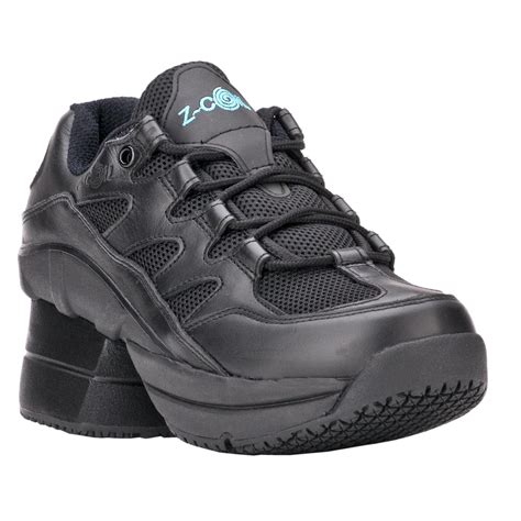 Z-CoiL Women's Freedom Slip Resistant Enclosed CoiL Black Leather Tennis Shoe 6 C/D US Hardware ...