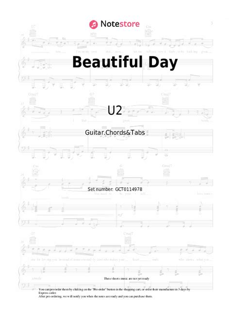 U2 - Beautiful Day guitar chords and tabs in Note-Store.com | Guitar.Chords&Tabs SKU GCT0114978