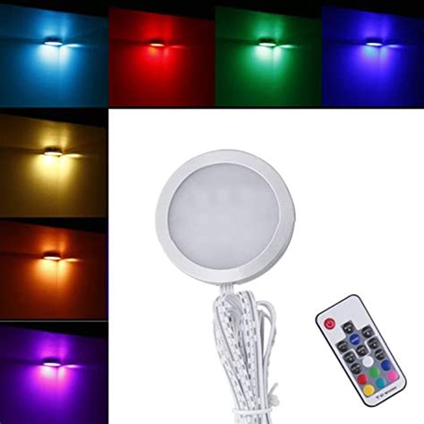 DC5-24V 2W/PCS 6PCS RGB Color Changing LED Under Cabinet Puck Lights ...