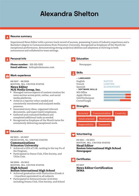 News Editor Resume Example | Kickresume