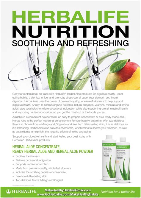 Just a few of some of the amazing benefits of #Herbalife Aloe Concentrate! Contact us today to ...