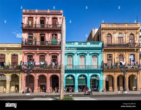 Colorful buildings in old Havana downtown Street - Havana, Cuba Stock ...