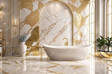 Premium AI Image | Marble Tiles with Gold Texture