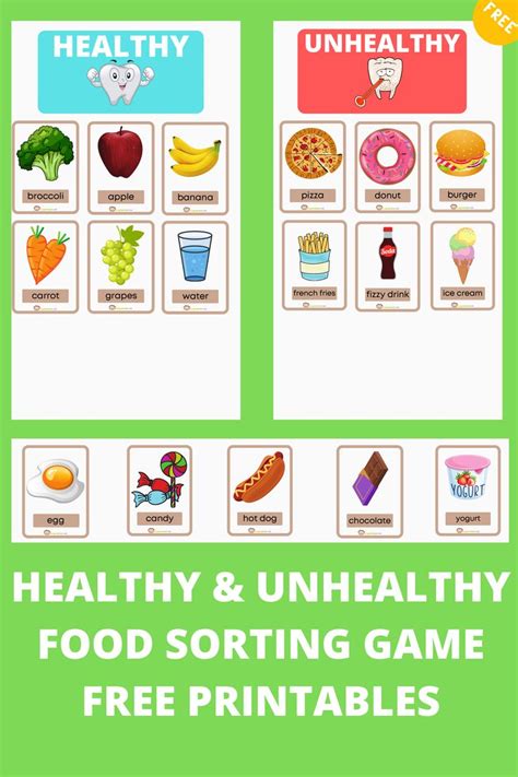 Healthy and Unhealthy Food Sorting Game For Preschool and Kindergarten | Healthy and unhealthy ...