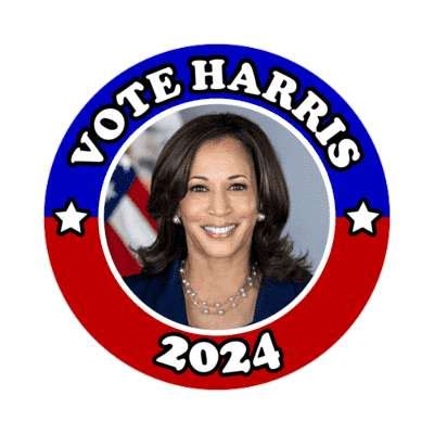 Vote Harris 2024 Red White Blue Face Stickers, Magnet | Wacky Print