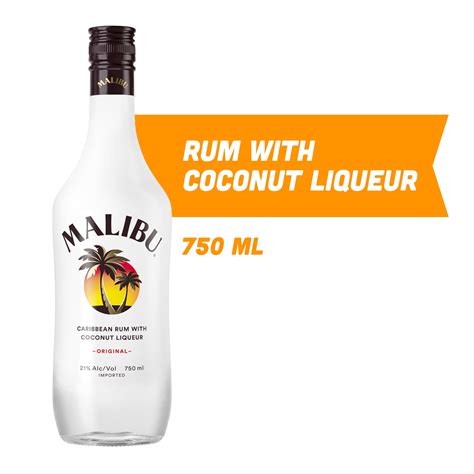 Malibu Caribbean Rum with Coconut Flavored Liqueur 750mL, 42 Proof ...