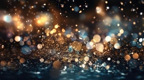 Premium AI Image | Glitter lights background Gold and blue particles