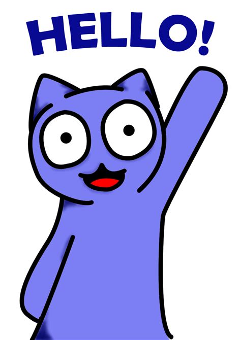 an image of a cartoon cat with the words hello