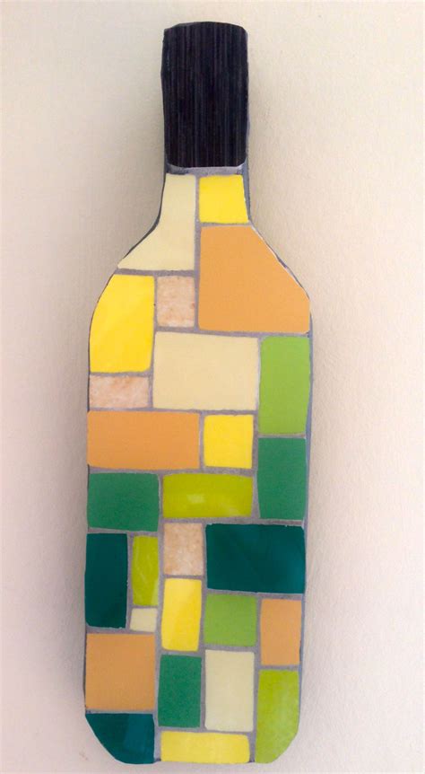 A mosaic white wine bottle wall hanging from Just Mosaics - www.justmosaics.co.uk Wine Bottle ...