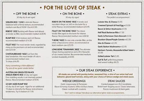 Menu at Miller & Carter - The Mailbox steakhouse, Birmingham, Mailbox