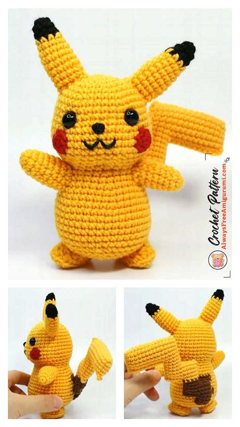 Amigurumi Pikachu Free Crochet Pattern - Always Free Amigurumi in 2021 | Crochet pokemon ...