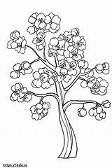 Cherry tree coloring Sheet sketch template