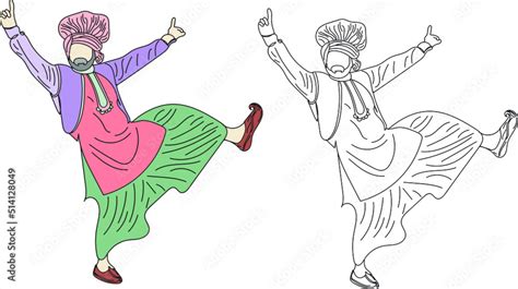 Bhangra Dance vector, Bhangra logo, Indian Punjabi dance line art ...