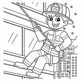 Premium Vector  Firefighter Rappelling Coloring Page For Kids sketch template