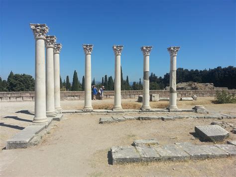 Temple of God Asclepios, ancient Greek god of Healing and Medicine, in the island of Kos, Greece ...