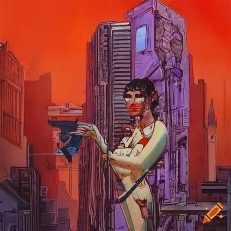 Dystopian cyberpunk portrait illustration