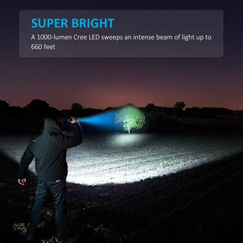 BYBLIGHT F12 LED Flashlight, Rechargeable, IP67 Water-Resistant, Zoomable Tactical Flashlight ...