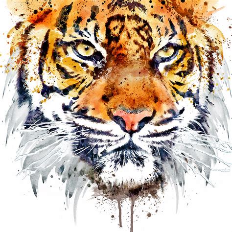 Tiger Face Close-up Painting by Marian Voicu - Pixels