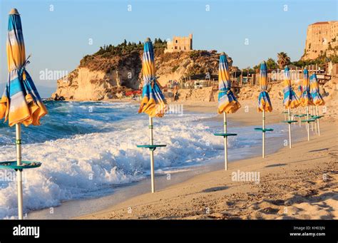 Former 4th century monastery on top of the Sanctuary of Santa Maria Island and Tropea town beach ...