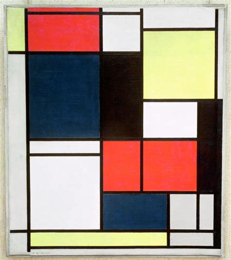 Piet Mondrian Title Tableau No. 2 with red, blue, black and gray Work Type painting Date 1921 ...