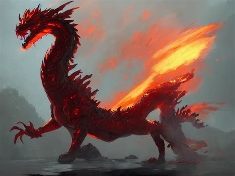 mysterious fire dragon, concept art by Greg Rutkowski, | Stable Diffusion