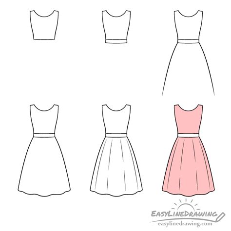 How to Draw a Dress Step by Step - EasyLineDrawing