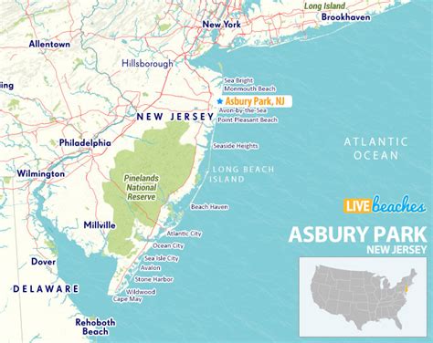 Map of Asbury Park, New Jersey - Live Beaches