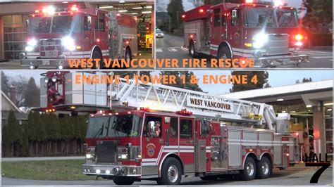 West Vancouver Fire & Rescue Services - Engine 1, Tower 1, & Engine 4 ...