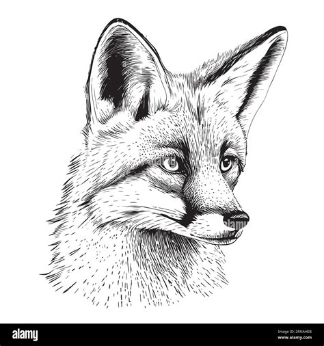 Fox head realistic hand drawn sketch illustration Wild animals Stock ...