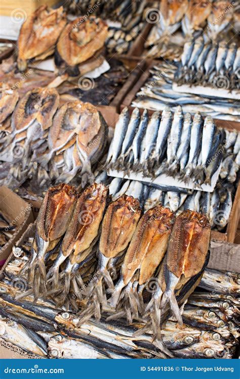 Dried fish at a market stock photo. Image of food, marine - 54491836