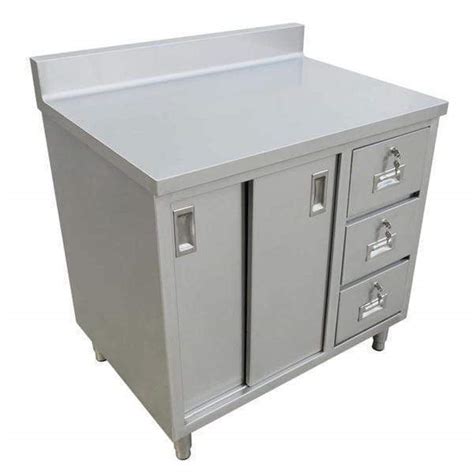 Omcan - Stainless Steel Work Table with Cabinet, Drawers, & Backsplash ...