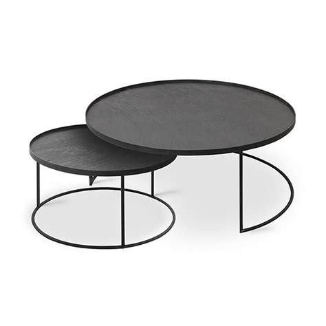 Round Tray Coffee Table Nesting Set in 2021 | Round black coffee table, Coffee table setting ...