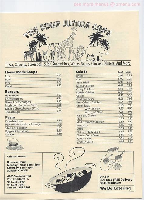 Menu at Soup Jungle cafe, Port Charlotte