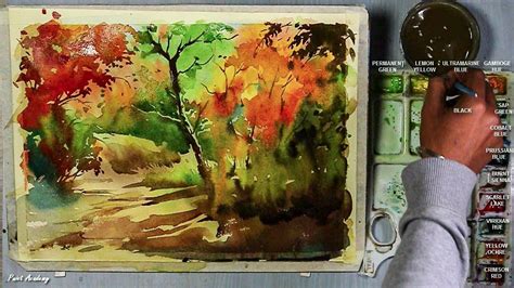 Watercolor Forest scene Painting step by step - YouTube