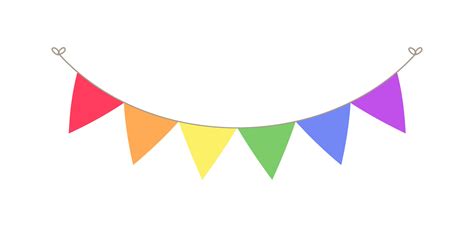 Rainbow pennant garland bunting divider simple vector illustration ...