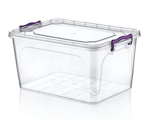 Buy Large 25 Litre Heavy Duty Clear Plastic Storage Box Stackable Transparent Container with ...