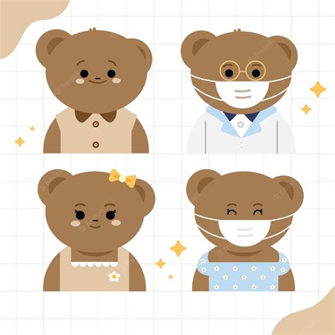 Premium Vector | Cute bear cartoon wearing face mask