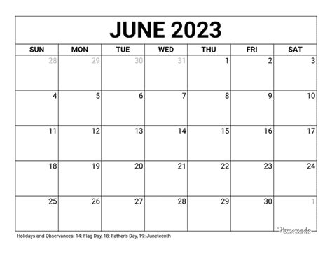 June 2023 Calendar Template - Get Latest Map Update