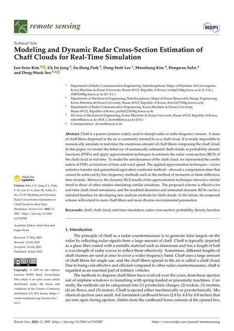 (PDF) Modeling and Dynamic Radar Cross-Section Estimation of Chaff Clouds for Real-Time Simulation