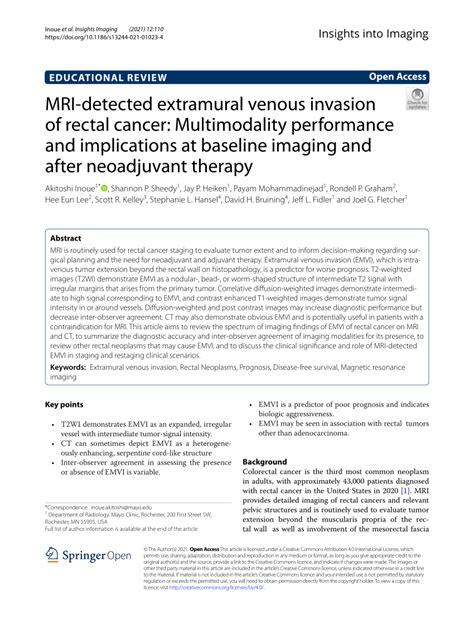 (PDF) MRI-detected extramural venous invasion of rectal cancer ...