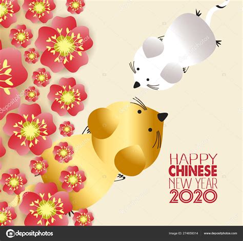 Happy New Year Rat 2020 Chinese New Year Greetings Year Stock Vector Image by ©ngocdai86 #274659314