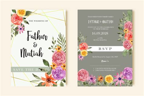 Floral Watercolor Wedding Invitation Graphic by fathurmutiah · Creative Fabrica