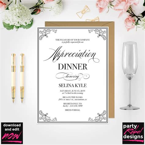 Appreciation Dinner Invitation Printable Template | Etsy