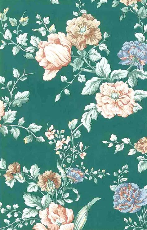 Vintage Green Floral Wallpaper