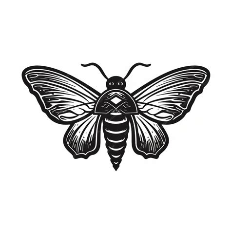 Premium AI Image | Black and White Moth Tattoo Illustration Stenciled Iconography Inspired Design