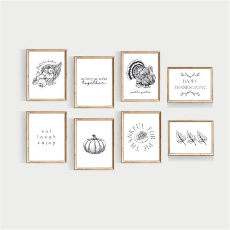 Thankful Wall Art Set of 8 PRINTABLES Printable Thanksgiving - Etsy