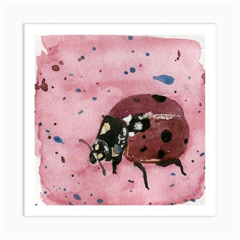 Ladybug Watercolor Painting Art Print by Carrieation - Fy